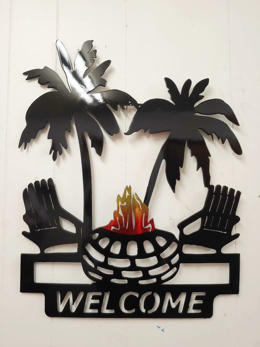 Welcome Sign around Fire Pit